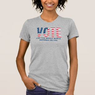 Vote American Flag Grey Womens Patriotic T-Shirt