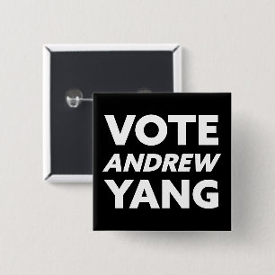 Vote Andrew Yang New York City Mayor Black & White 15 Cm Square Badge