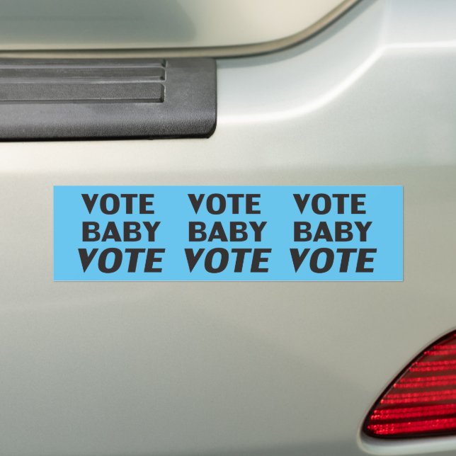 Vote baby vote black light blue bumper sticker (On Car)