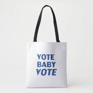 "vote baby vote" Blue, white Tote Bag