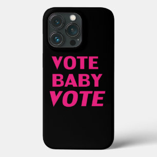 Vote baby vote hot pink black modern typography iPhone 13 pro case