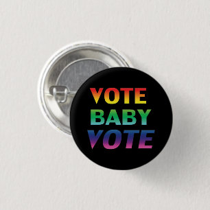 "vote baby vote" Pride lgbtq lgbt rainbow black 3 Cm Round Badge