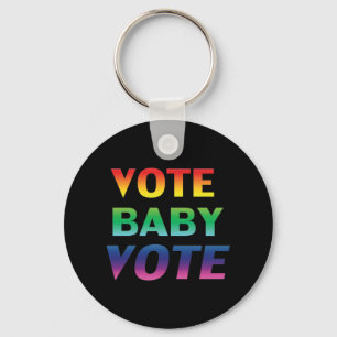 vote baby vote - Pride lgbtq lgbt rainbow black Key Ring