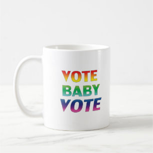 "vote baby vote"  - pride lgbtq lgbt rainbow coffee mug
