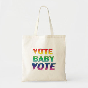 "vote baby vote" Pride lgbtq rainbow colours Tote Bag