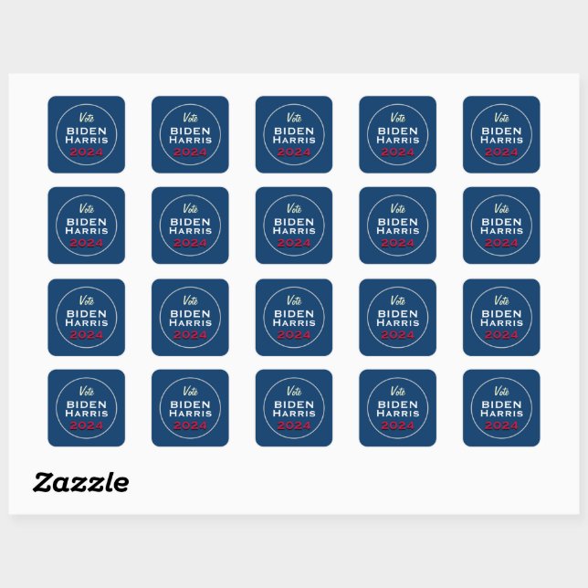 Vote Biden Harris 2024 Square Campaign Stickers (Sheet)