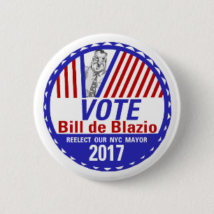 Vote Bill de Blazio 2017 6 Cm Round Badge