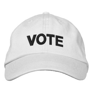Vote, black and white modern embroidered hat