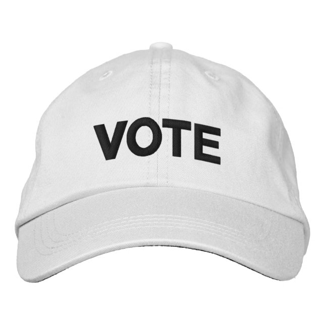 Vote, black and white modern embroidered hat (Front)