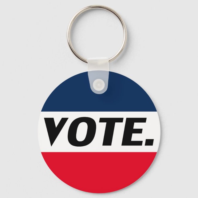 "Vote" Black letters, red blue white background Key Ring (Front)