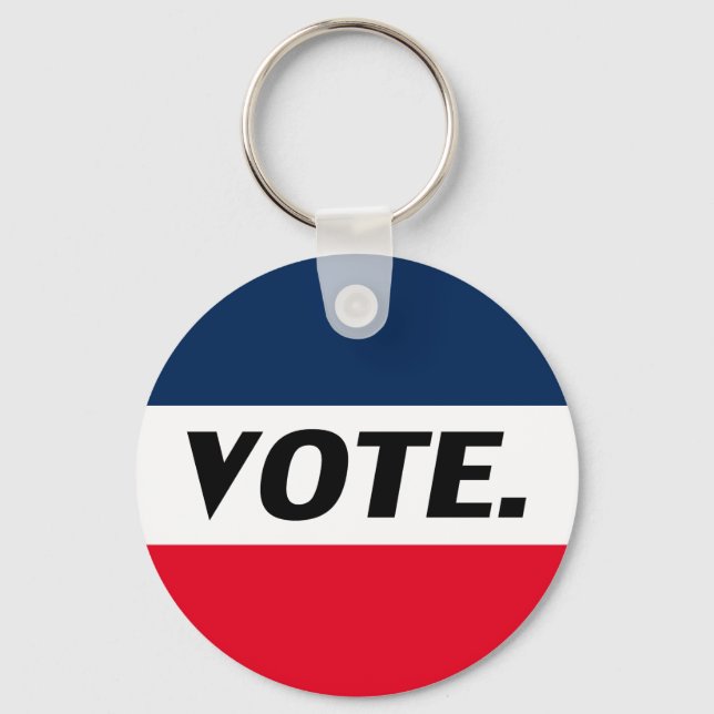 "Vote" black letters, red blue white Key Ring (Front)