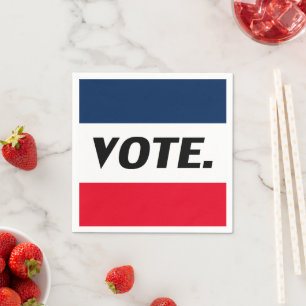 "Vote" black letters, red blue white paper Napkin