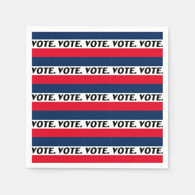 "Vote" black letters, red blue white party Paper Napkin (Front)