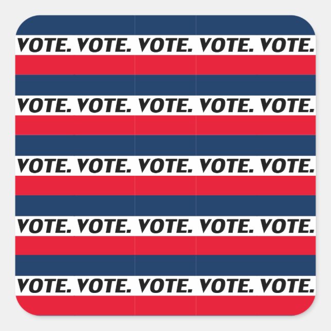 "Vote" black letters, red blue white Square Sticker (Front)