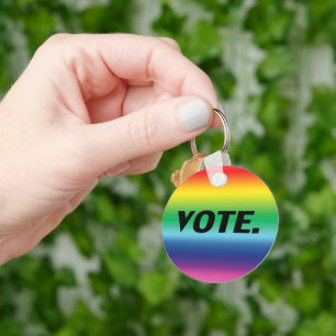 vote - black, pride lgbtq, lgbt rainbow colours key ring