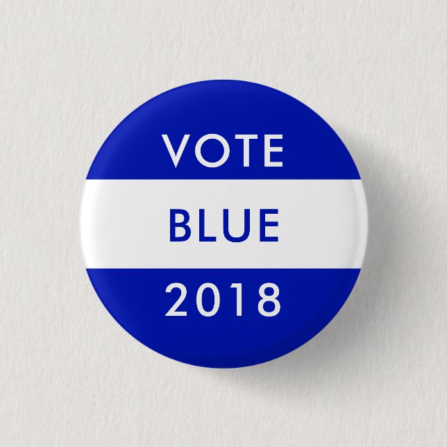 VOTE BLUE 2018 Midterm Election Democrats Wave 3 Cm Round Badge (Front)