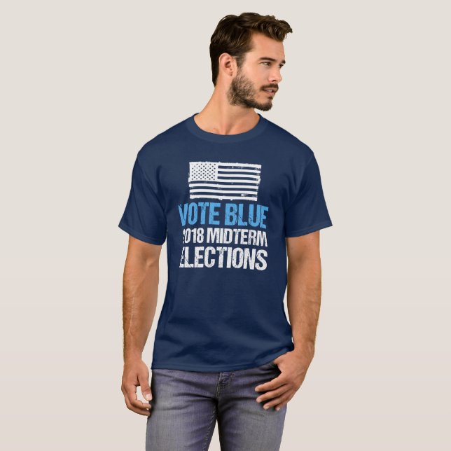 Vote Blue 2018 Midterm Elections Democrat T-Shirt (Front Full)