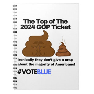 Vote Blue 2024: Anti-Trump Poop Emoji Design Notebook