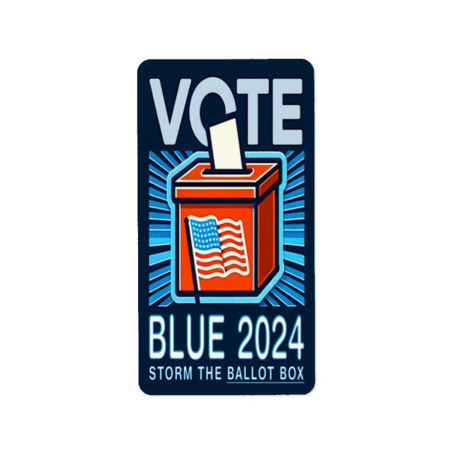 Vote Blue 2024 Ballot Box US Presidential Election Label (Front)
