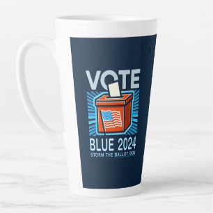 Vote Blue 2024 Ballot Box US Presidential Election Latte Mug