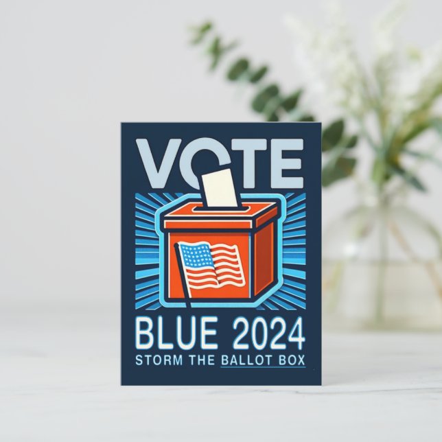 Vote Blue 2024 Ballot Box US Presidential Election Postcard (Standing Front)