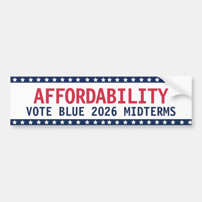 Vote Blue 2026 Midterms Affordability Bumper Sticker (Front)