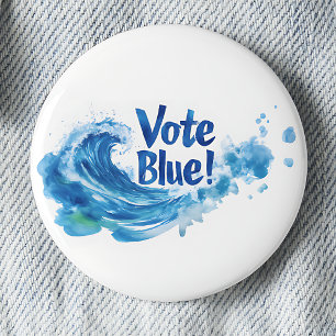 Vote Blue 6 Cm Round Badge
