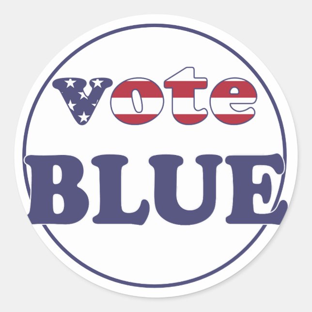 Vote Blue - American Flag Typography Classic Round Sticker (Front)