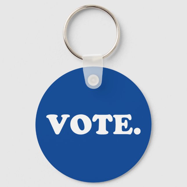 Vote blue and white simple modern key ring (Front)