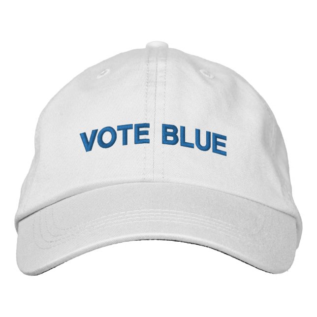 Vote Blue blue white custom text modern democrat Embroidered Hat (Front)