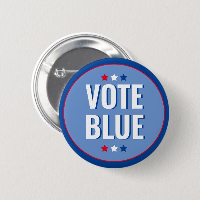 Vote Blue Bold Blue White Election 6 Cm Round Badge (Front & Back)