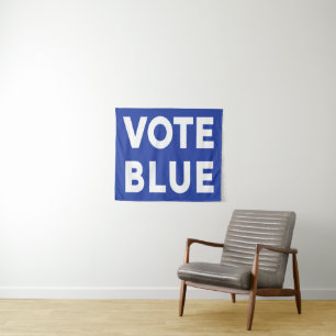 Vote Blue bold text political election Tapestry