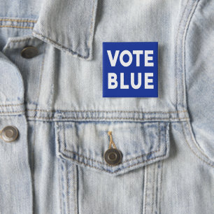 Vote Blue bold white text on blue political 15 Cm Square Badge