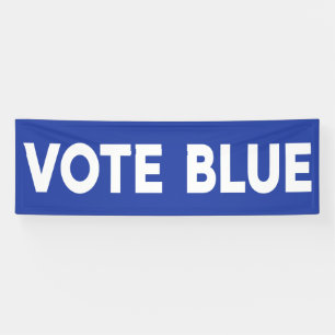 Vote Blue bold white text on blue political Banner