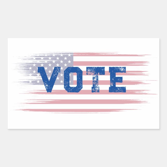 Vote Blue Customisable Rectangular Sticker (Front)