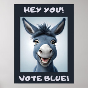 vote blue donkey, elections, politics,  poster