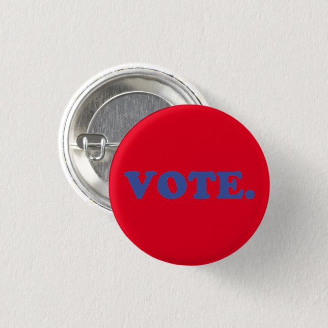 "Vote" blue letters - red background 3 Cm Round Badge (Front & Back)