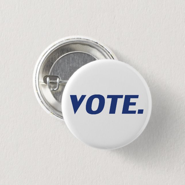 "Vote" blue letters, white background 3 Cm Round Badge (Front & Back)