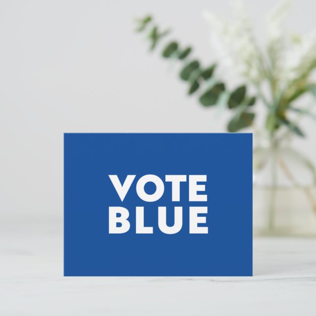 Vote Blue modern bold typography white blue Postcard (Standing Front)