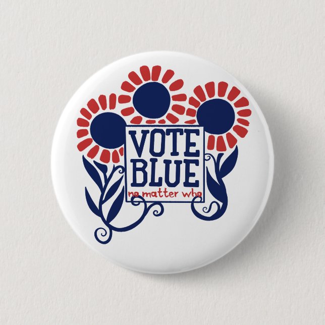 Vote blue no matter who 2020 6 cm round badge (Front)
