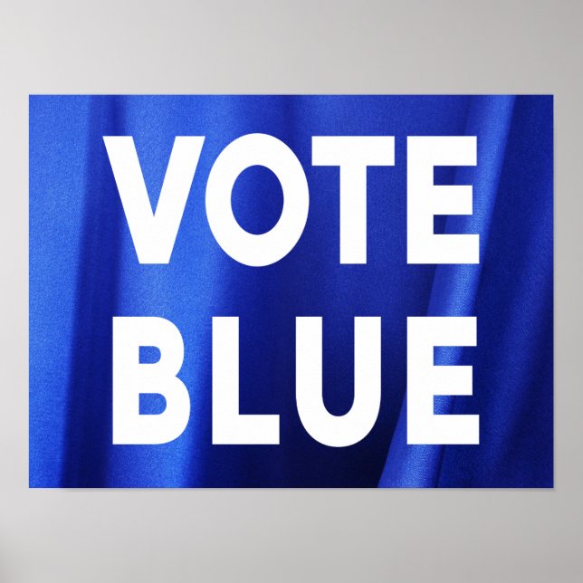 Vote Blue on Blue Silk Photo Election Poster (Front)