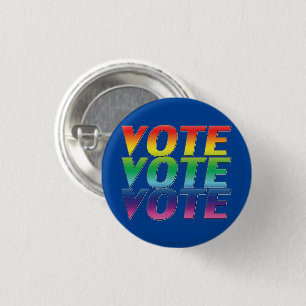 vote blue rainbow colours - Button