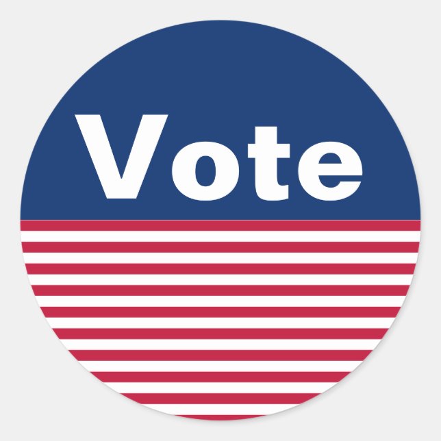 Vote Blue Red and White Stripes Classic Round Sticker (Front)
