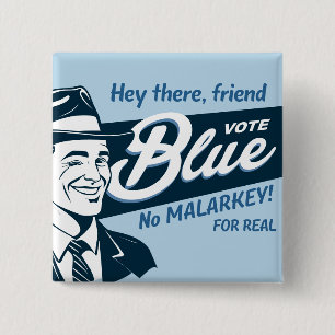 Vote Blue Retro Funny Guy Rectangle 15 Cm Square Badge