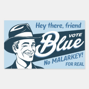 Vote Blue Retro Funny Guy Rectangular Sticker