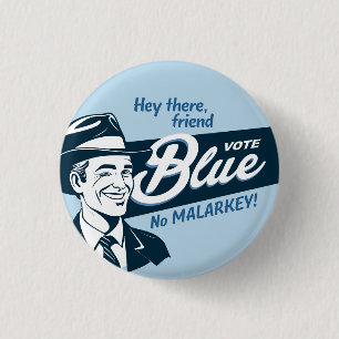 Vote Blue   Retro Funny Guy   Round 3 Cm Round Badge