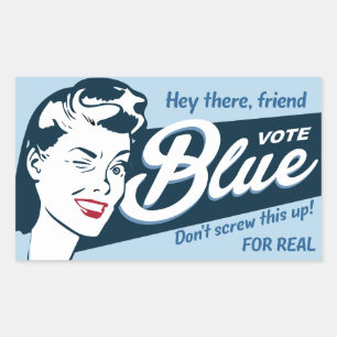 Vote Blue Retro Funny Rectangular Sticker