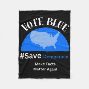 Vote Blue Save Democracy Sticker Fleece Blanket