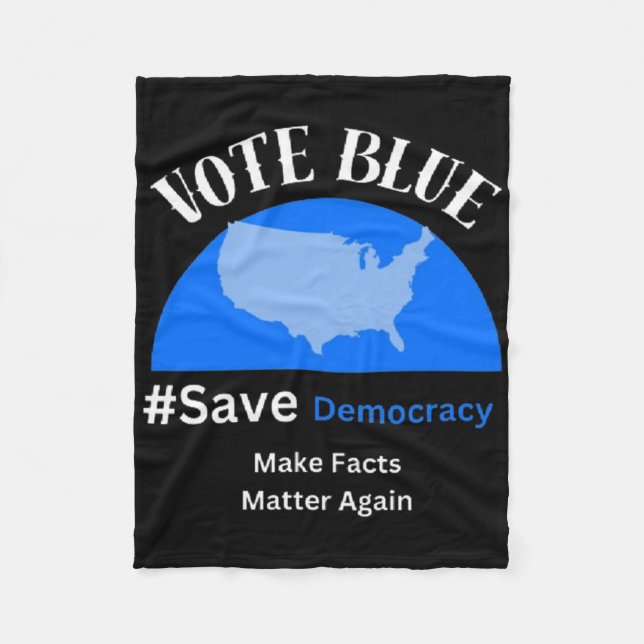 Vote Blue Save Democracy Sticker  Fleece Blanket (Front)
