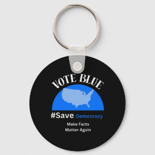 Vote Blue Save Democracy Sticker  Key Ring